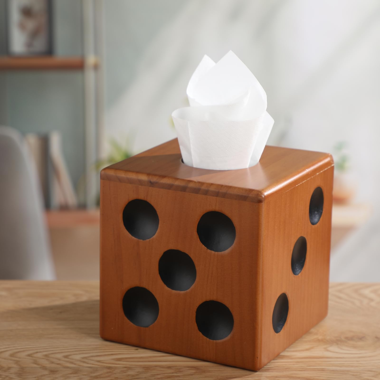 Amazon.com: Honeydak Brown Wooden Dice Tissue Box Cover 5.9 x 5.9